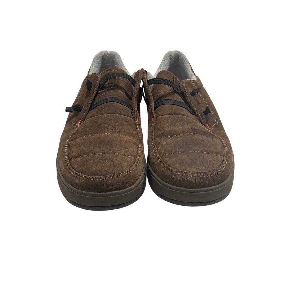 Stio Brown Suede Slip-On Comfort Shoes Elastic Lace Casual Loafers US 11